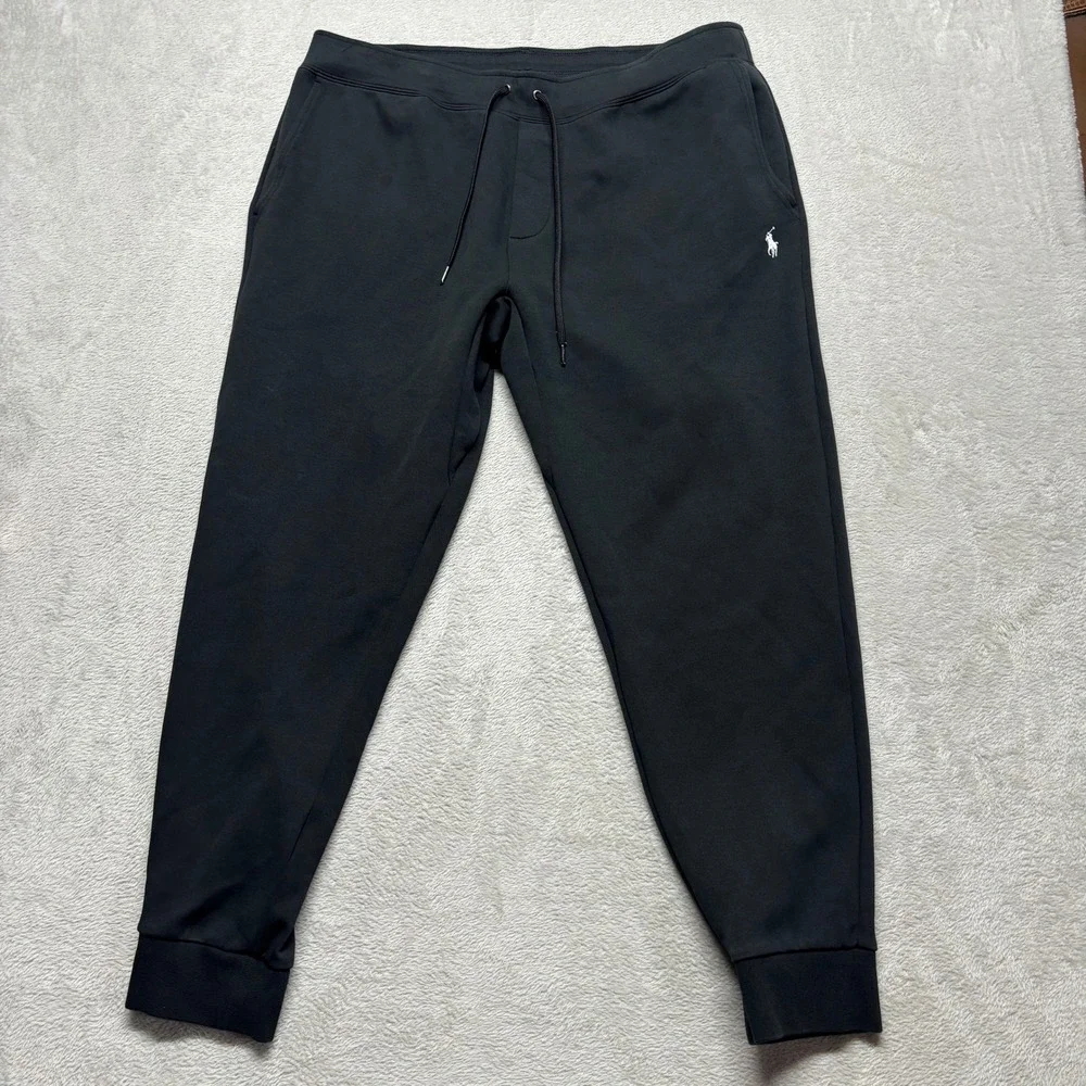 Polo Ralph Lauren Mens XXL Black Double-Knit Jogger Sweatpants Pony Logo